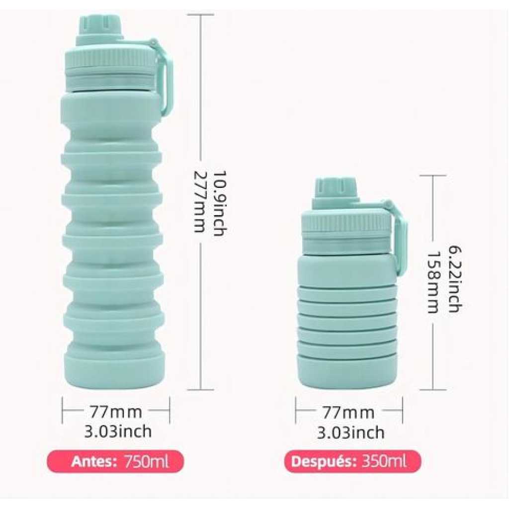 Reusable Silicone Collapsible Water Bottle, 750ml/25oz BPA-Free Large Capacity Foldable Silicone Water Bottle, Portable Leak-Proof Sports Water Bottle With Strap For Gym Sports Fitness Travel Camping Daily Hiking- Multicolor