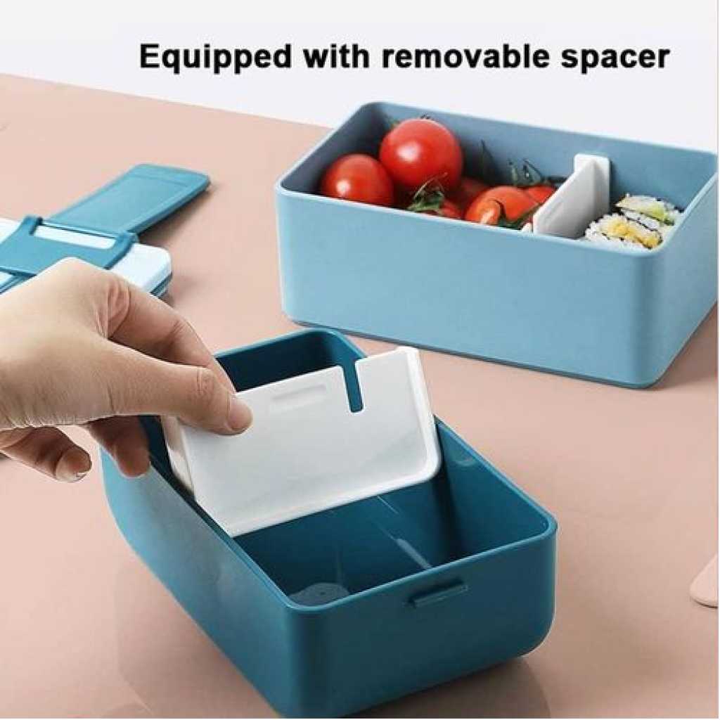 Rectangle Bento Leak-Proof Lunch Box Portable PP Double Layer Storage Food Container For Kids And Adults Fridge Microwave Dinnerware -Multicolor