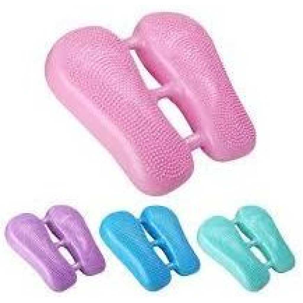 3 in 1 Portable Double Sided Indoor Inflatable Balance Stepper Wobble Cushion Wiggle Seat, PVC Massage Dots Cushions Board Leg Exerciser Yoga Stove pipe Foot Pedal Exercise Machine Office Gym Fitness Tool- Multicolor