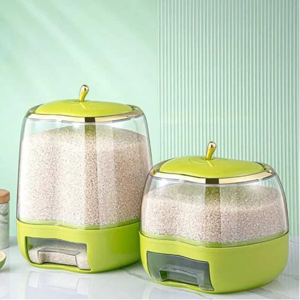 10KG Apple-Shaped Airtight Rice Bucket Sealed Moisture-proof Flour Container Grain Dry Food Dispenser Storage Box Coffee Beans, Insect Repellent, Moisture-proof, Slim, Storage Tank, Kitchen Storage, Rainy Season Protection