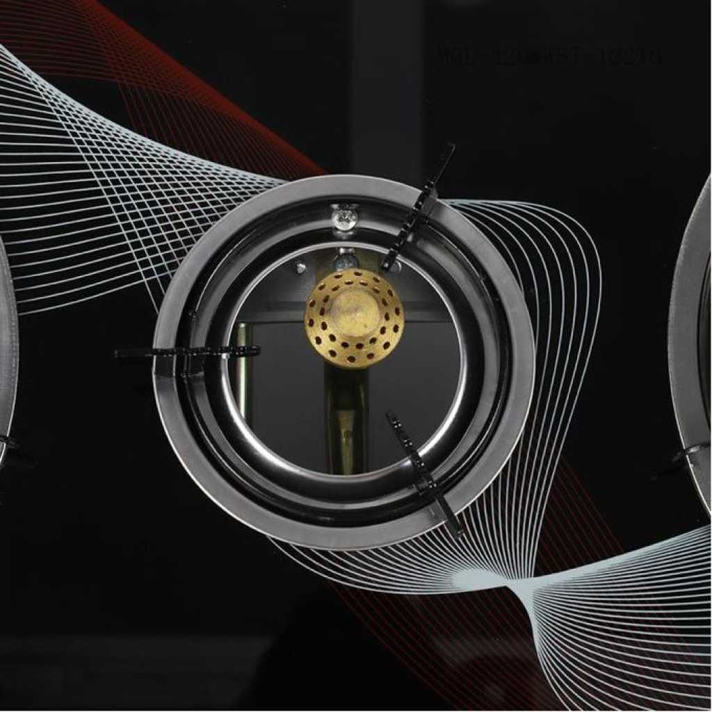 Winningstar Deluxe 3-Burner Glass Gas Stove with Electronic Ignition Split Furnace Frame VDE Plug- Black