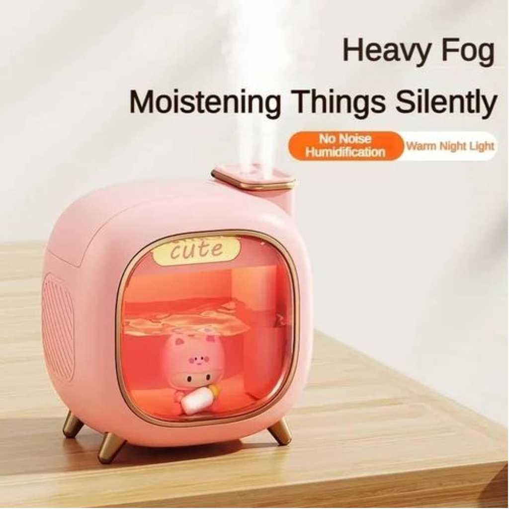 Wireless/USB Cute Double Nozzle Air Humidifier 500ml Home Air Humidifier With Colorful Night Light, Aroma Essential Oil Diffuser