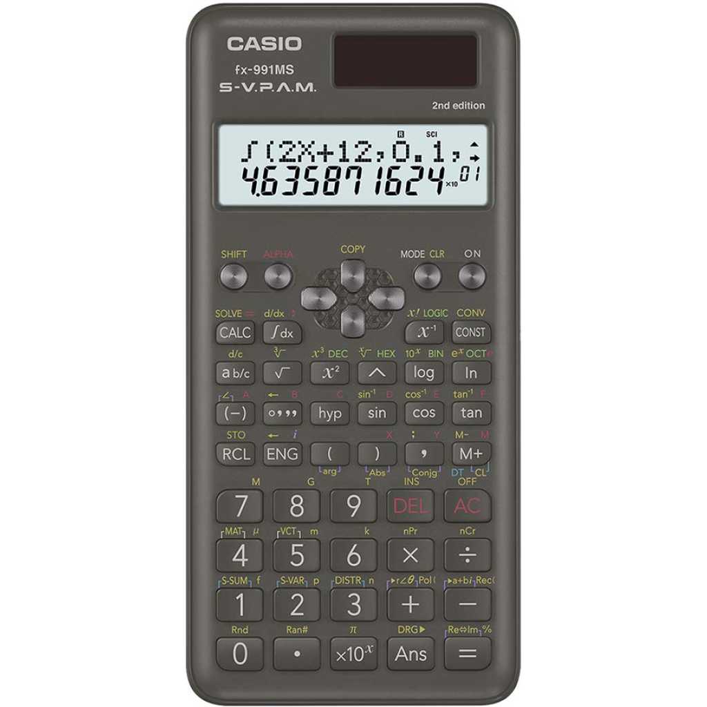 Casio FX-991MS 2nd Gen Original Non-Programmable Scientific Calculator, 401 Functions and 2-line Display, Black