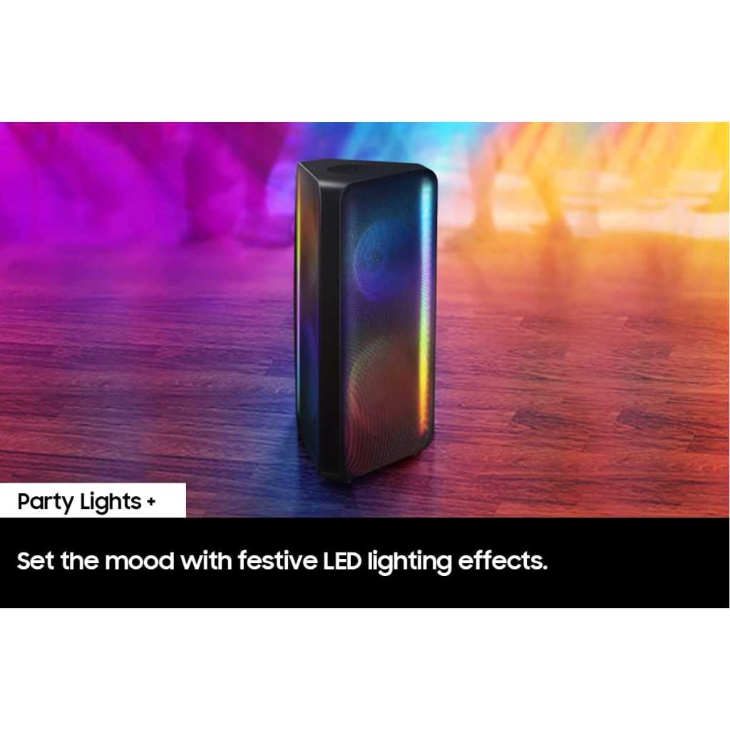 SAMSUNG MX-ST50B Sound Tower High Power Audio, 240W Floor Standing Speaker, Bi-Directional Sound, Built-In Battery, IPX5 Water Resistant, Party Light+, Bluetooth Multi-Connection