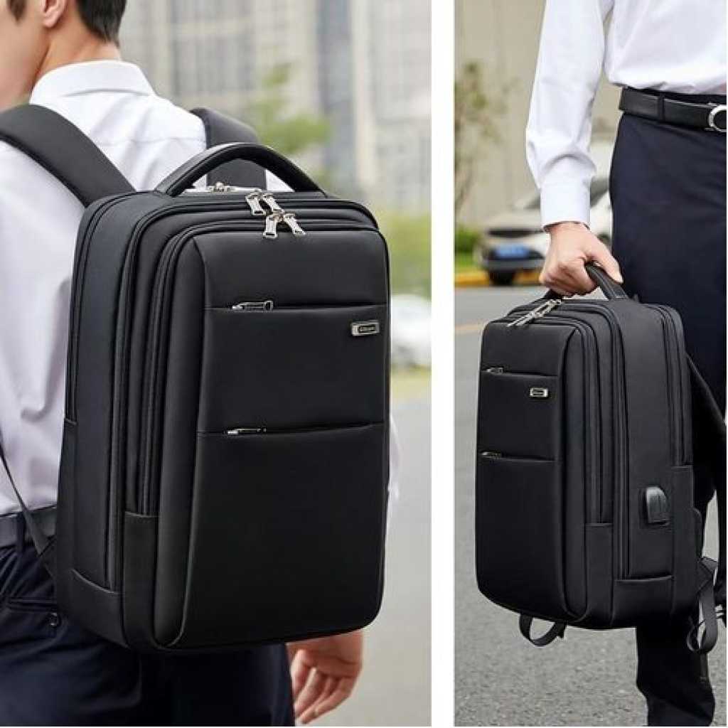 Wiersoon Backpack Laptop Waterproof 15.6 Inch Daily Work Business Backpack Men School back pack mochila Men's Backpack Female- Black