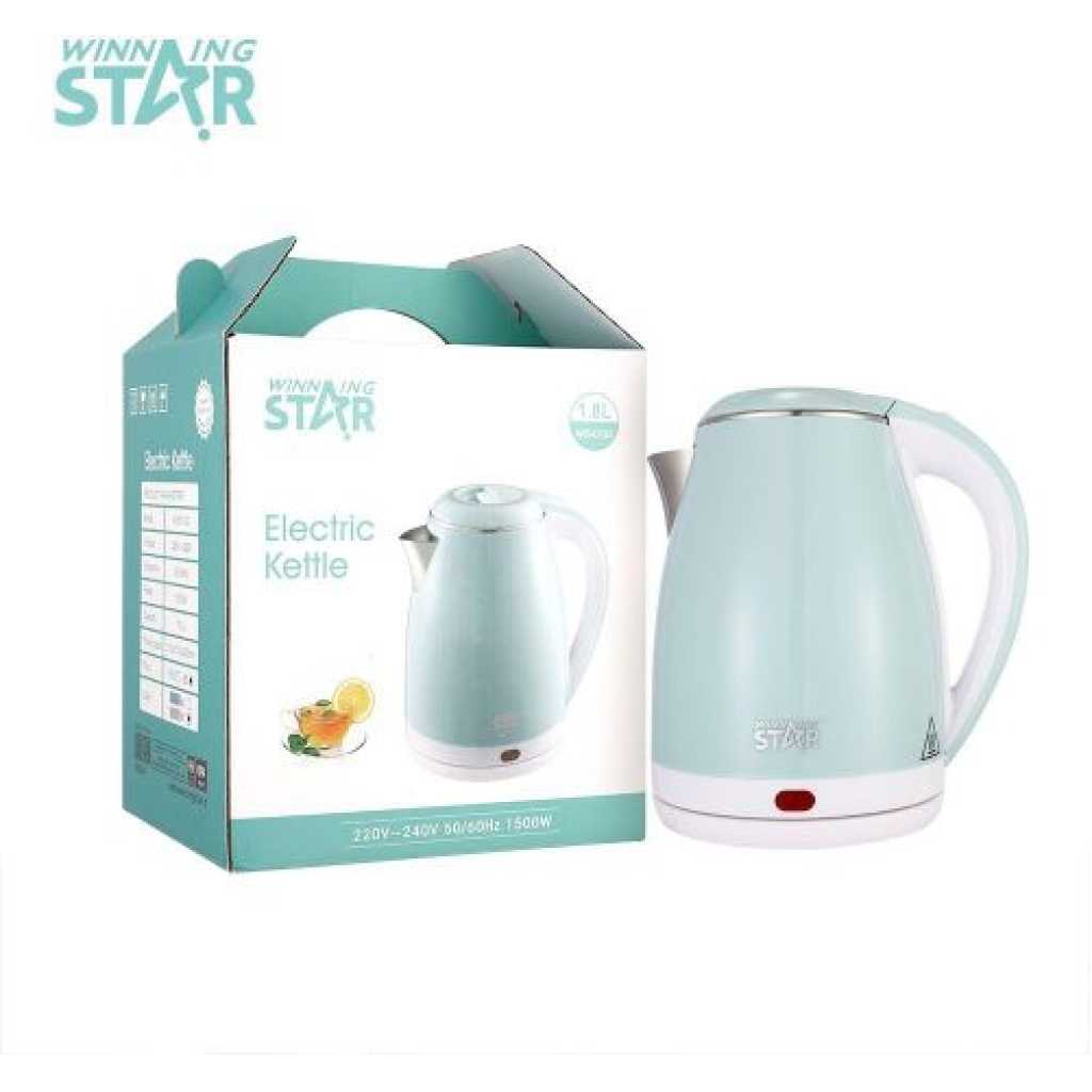 Winningstar 1.8 Litre Quick Boiling Double Layer Stainless Steel Electric Kettle- Multicolor.