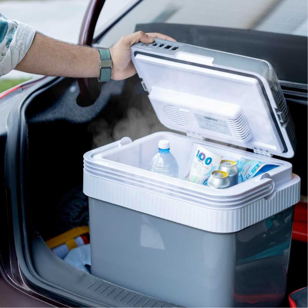 Geepas Hot & Cold Car Fridge | 24L Easy to carry, Portable Mini Cooler & Warmer for Drinks | For Bedroom, Home, Caravan, Car | GCF63062