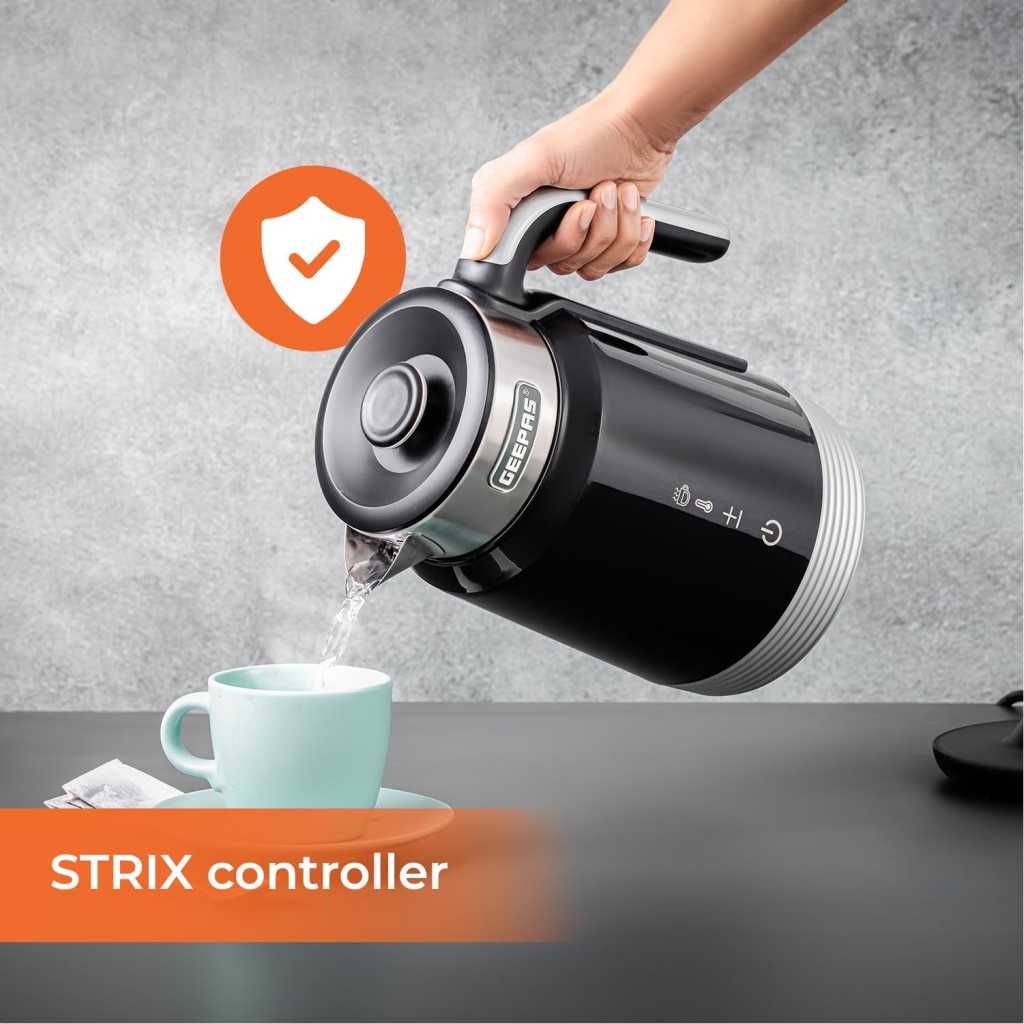 Geepas Smart Stainless Steel kettle GK38034 | 1.7L Capacity | Alexa And Google Assistant Supported| Strix Control - Black