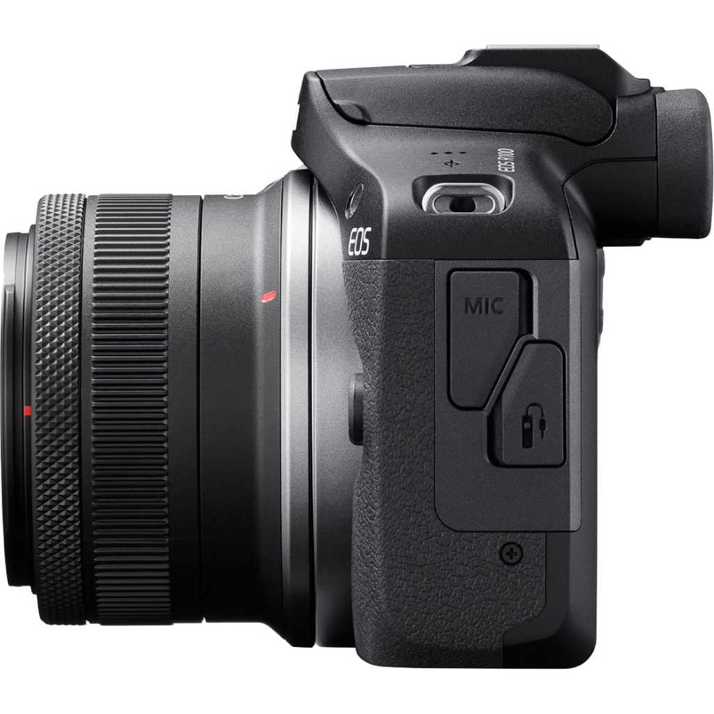 Canon EOS R100 RF-S18-45mm F4.5-6.3 is STM Lens Kit, Mirrorless Camera, RF Mount, 24.1 MP, Continuous Shooting, Eye Detection AF, Full HD Video, 4K, Lightweight, Wi-Fi, Bluetooth, Content Creation