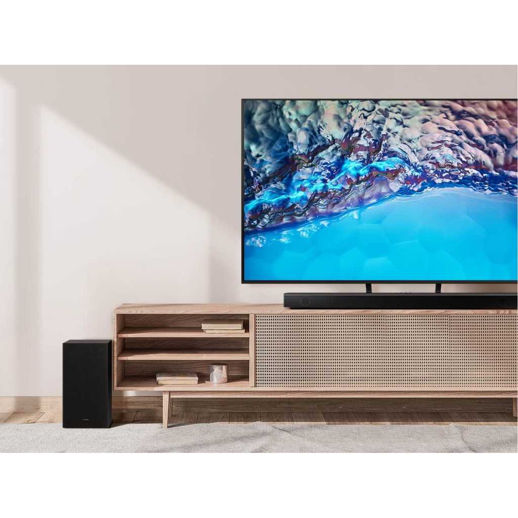 SAMSUNG HW-B650 3.1ch Soundbar w/Dolby 5.1 DTS Virtual:X, Bass Boosted, Built-in Center Speaker, Bluetooth Multi Connection, Voice Enhance & Night Mode, Subwoofer Included