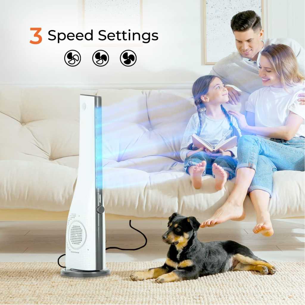 Geepas Tower Fan, 3 Speed Control, Oscillation Function, GF21167 | Low noise operation fan | Portable Tower Fan | Portable Standing Floor Fan for Bedroom, Home & Office