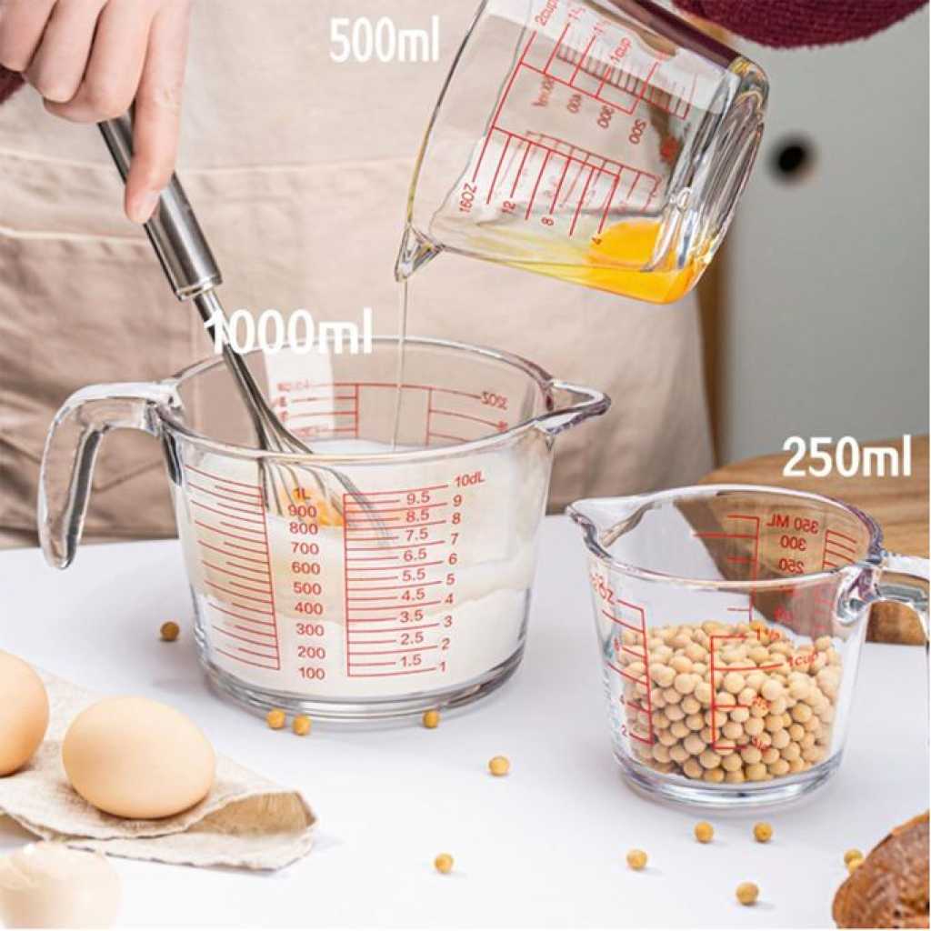 350ml Glass Measuring Cup, 1 1/3-Cup Tempered Glass Liquid Measuring Cups, 12oz With Handle And 3 Scales (OZ, Cup, ML), Transparant, Dishwasher, Freezer, Microwave, And Preheated Oven Safe