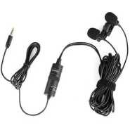 Boya BY-M1DM Plastic Microphone Dual Omni Directional Lavalier Mic With Two Small Clip And Two Foam Windscreen For Smart Phone - Black