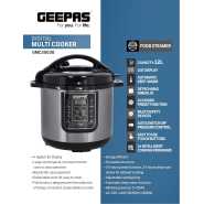 GEEPAS 12L Digital Multi Cooker | Pressure cooker,  4 digital LED display | 14 Smart Cooking Programs With One Touch , Auto Shut off Function | Ideal for Rice Meat bean vegetable Soup |Detachable Inner Lid, 1600.0 W GMC35030 Silver/Black