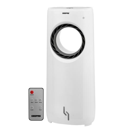 Geepas Blandless Digital Air Cooler GAC16016, Digital Display, Remote Control, 7.5 Hours, 3 Fan Modes, Space Saving Portable Floor Cooler For Bedroom, Living Room, Kitchen & Office - White