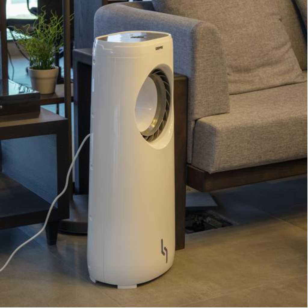 Geepas Blandless Digital Air Cooler GAC16016, Air Conditioner, Digital Display, Remote Control, 7.5 Hours, 3 Fan Modes, Space Saving Portable Floor Cooler For Bedroom, Living Room, Kitchen & Office - White