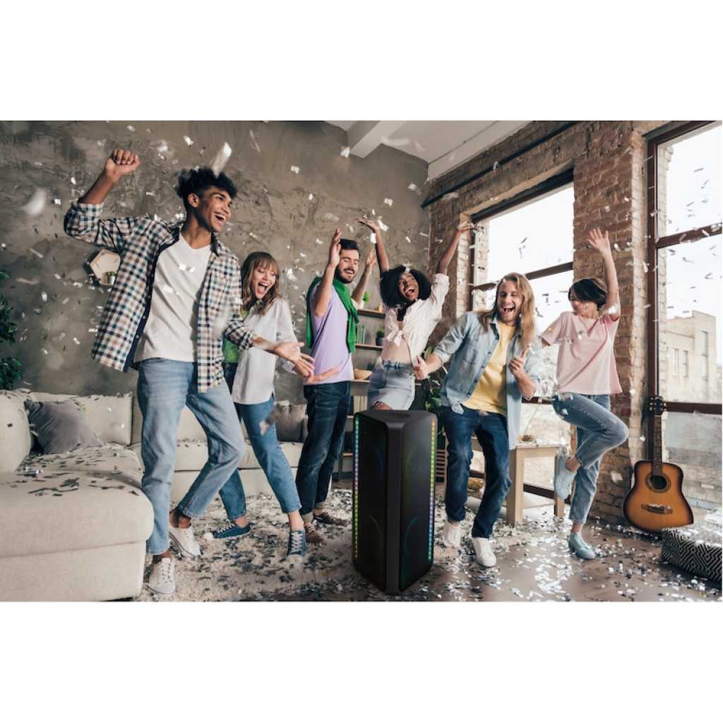 SAMSUNG MX-ST40B Sound Tower High Power Audio, 160W Floor Standing Speaker, Bi-Directional Sound, Built-in Battery, IPX5 Water Resistant, Party Lights, Bluetooth Multi-Connection