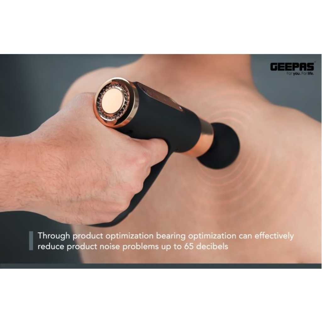 GEEPAS Rechargeable 4-in-1 Digital Massager, LCD Display, GM86063, 32 Speed Setting, Portable Handheld Muscle Massager for Athletes, Muscle Soreness Relief