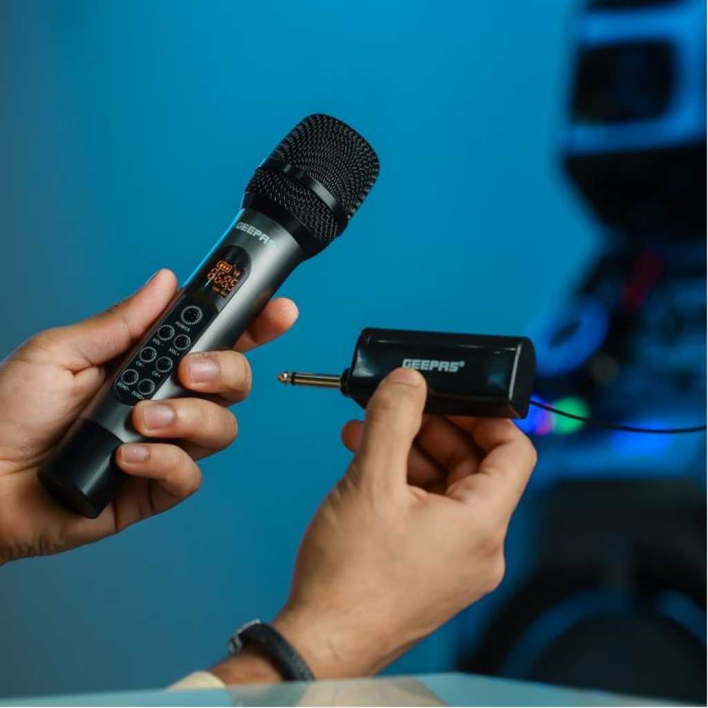 Geepas UHF Wireless Microphone- GMP15014 | High-Quality Sound and Low Noise, Improves Mobility and Flexibility| Select up to 30 Unique Frequencies, Effective Range 100 ft. , Perfect for Live Performers