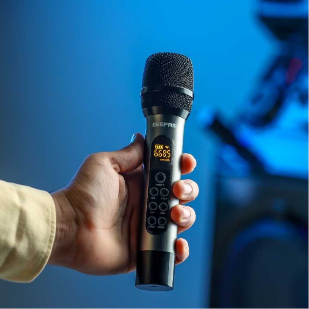 Geepas UHF Wireless Microphone- GMP15014 | High-Quality Sound and Low Noise, Improves Mobility and Flexibility| Select up to 30 Unique Frequencies, Effective Range 100 ft. , Perfect for Live Performers