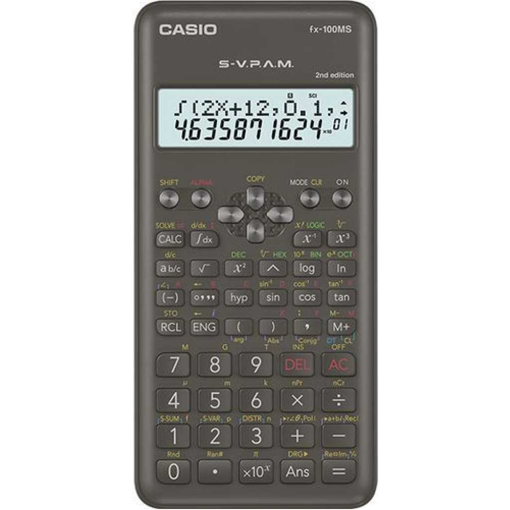 Casio FX-100MS Original Non-Programmable Scientific Calculator, 300 Functions and 2-line Display, Black