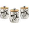 Set of 3 Marble Kitchen Canisters With Bamboo Lids Ceramic Food Storage Jars- Multicolor