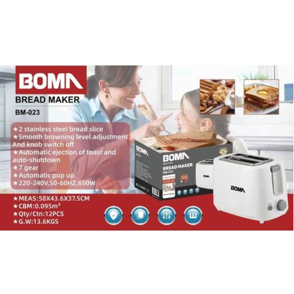 Boma 2 Silice Lift and Look Touch Bread Toaster -White