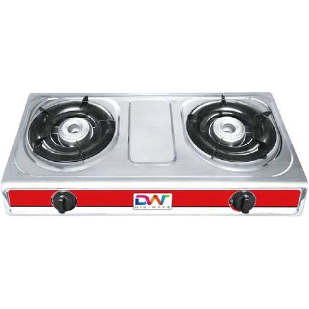 Digiwave Double Burner Gas Stove Stainless Steel - Silver