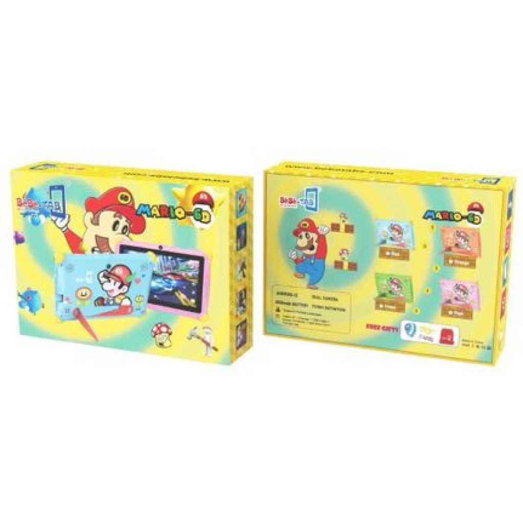 Bebe Mario - 6D 7 Inch Kids Learning WiFi Tablet 4GB RAM – 64GB HDD New with Gifts - Blue