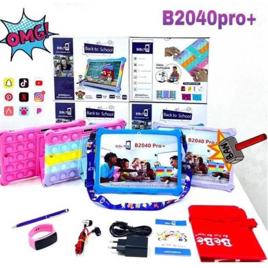 Bebe 2040 Pro + Back To School Kids Educational Tablet 6gb RAM 256GB ROM -Purple