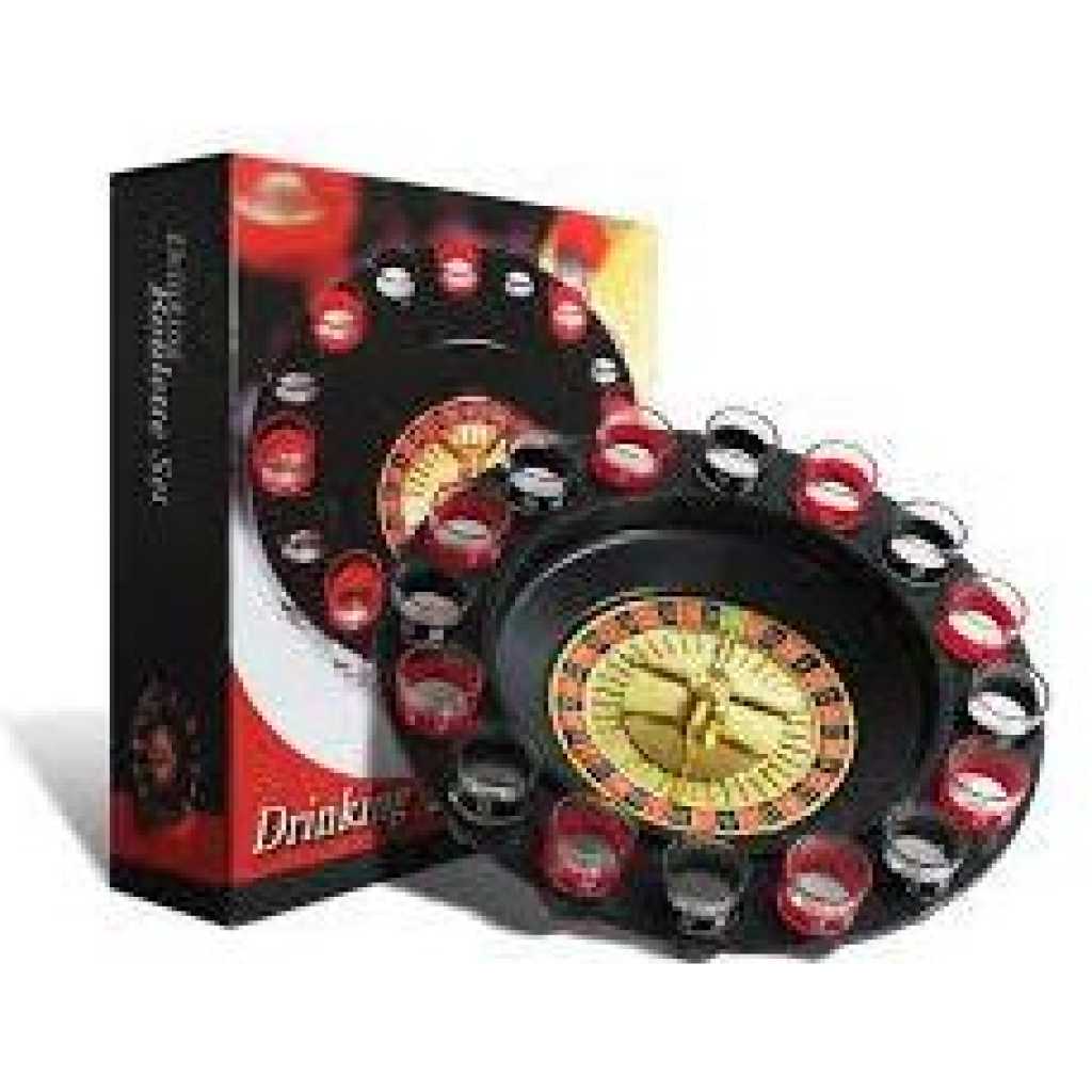 Spin Wheel Roulette Set with Ball Fun Game Set (2 Balls and 16 Glasses) Casino Style Drinking Party Game -Multicolor