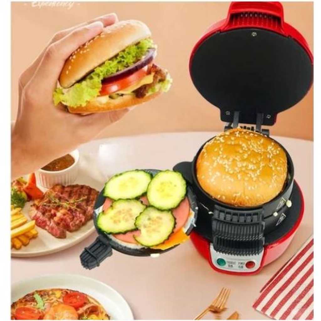 RAF R.666 Burger Machine/Panini Home Breakfast Machine Mini Sandwich Machine Double-Sided/Non-Stick Pan - Red