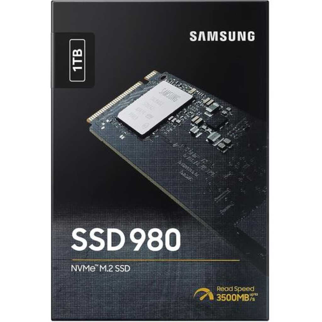 Samsung 980 SSD 1TB PCle 3.0x4, NVMe M.2 2280, Internal Solid State Drive, Storage for PC, Laptops, Gaming and More, HMB Technology, Intelligent Turbowrite, Speeds of up-to 3,500MB/s, MZ-V8V1T0B/AM - Black