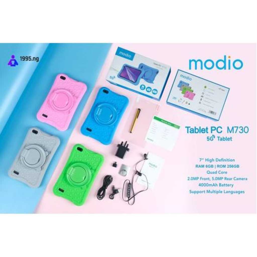 Modio M730 4GB 6GB 256GB Kids Android Tablet- Multicolor.