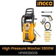 INGCO High Pressure Car Washer, Patented High Pressure Washer HPWR28008, 2800W |100% Pure Copper Motor|Pressure-180 Bar, Max Flow-438 l/h, Working Radius +11 m