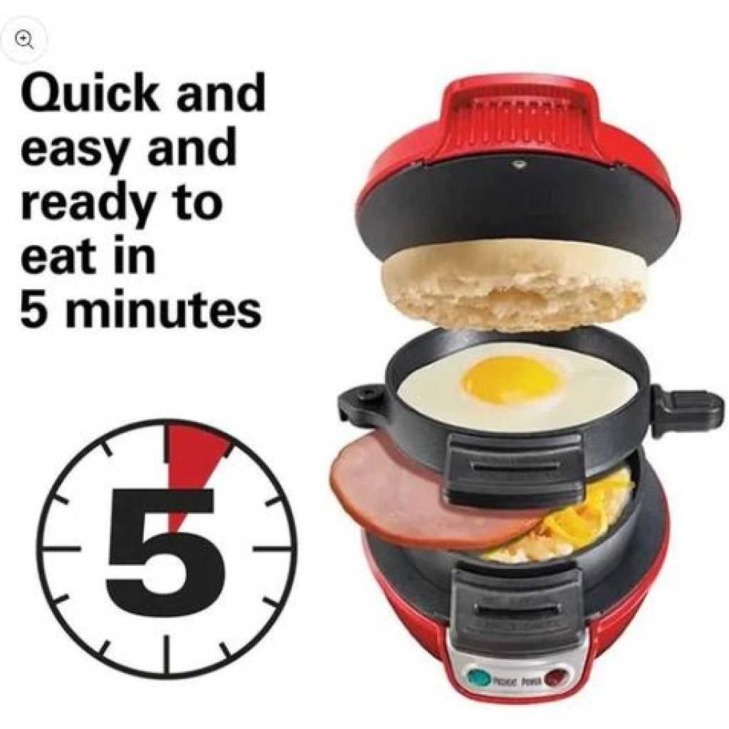 RAF R.666 Burger Machine/Panini Home Breakfast Machine Mini Sandwich Machine Double-Sided/Non-Stick Pan - Red