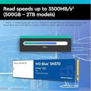 Western Digital 1TB WD Blue SN570 NVMe Internal Solid State Drive SSD - Gen3 x4 PCIe 8Gb/s, M.2 2280, Up to 3,500 MB/s - WDS100T3B0C -Multicolor