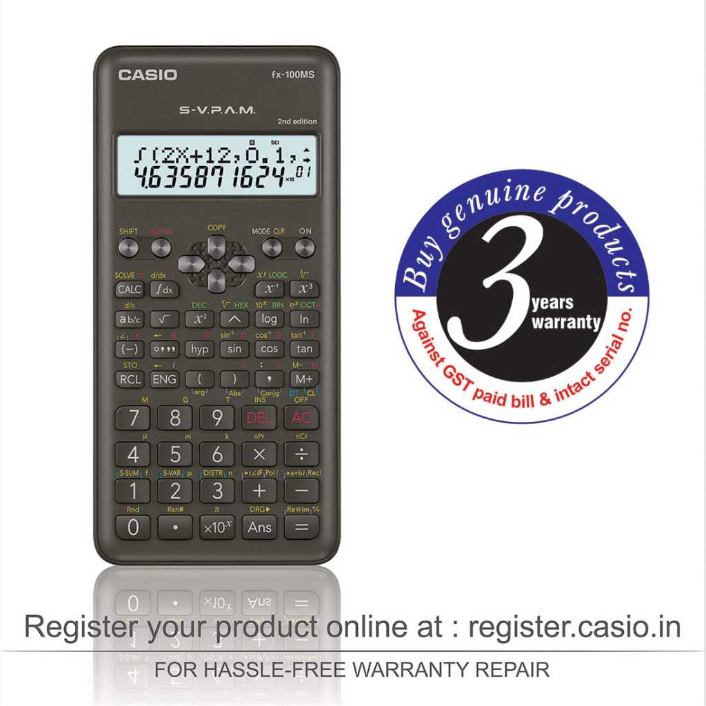 Casio FX-100MS Original Non-Programmable Scientific Calculator, 300 Functions and 2-line Display, Black