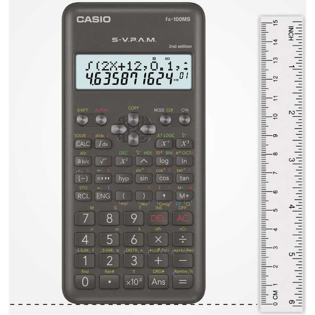 Casio FX-100MS Original Non-Programmable Scientific Calculator, 300 Functions and 2-line Display, Black