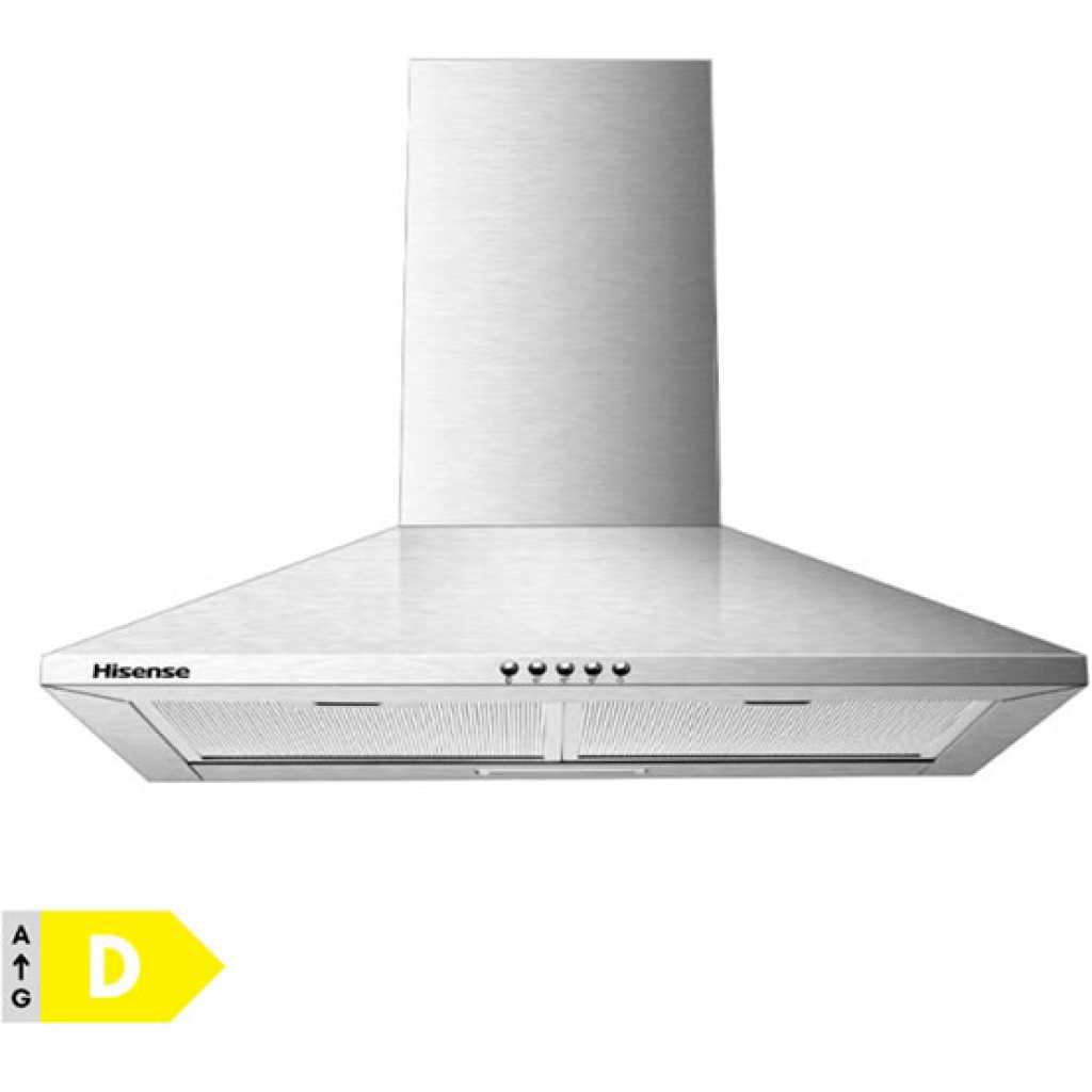 Hisense 90cm HHO90TASS Pyramid Hood, Chimney Cooker Kitchen Extractor Fan - Silver