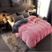 6*6 Duvet Cover Set Luxury Coral Velvet Duvet King Size - Pink