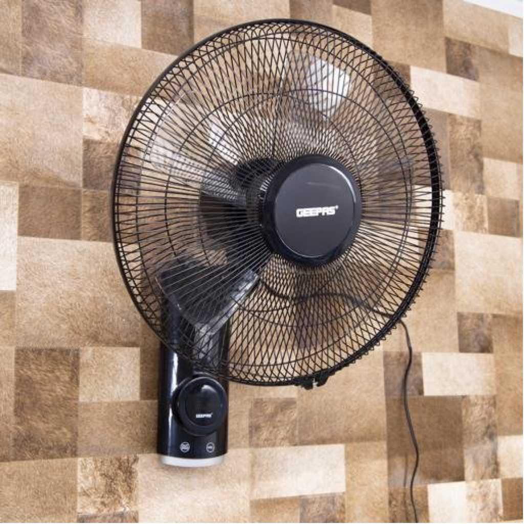 Geepas GF9479 16-inch 3 Speed Wall Fan With Remote - Black