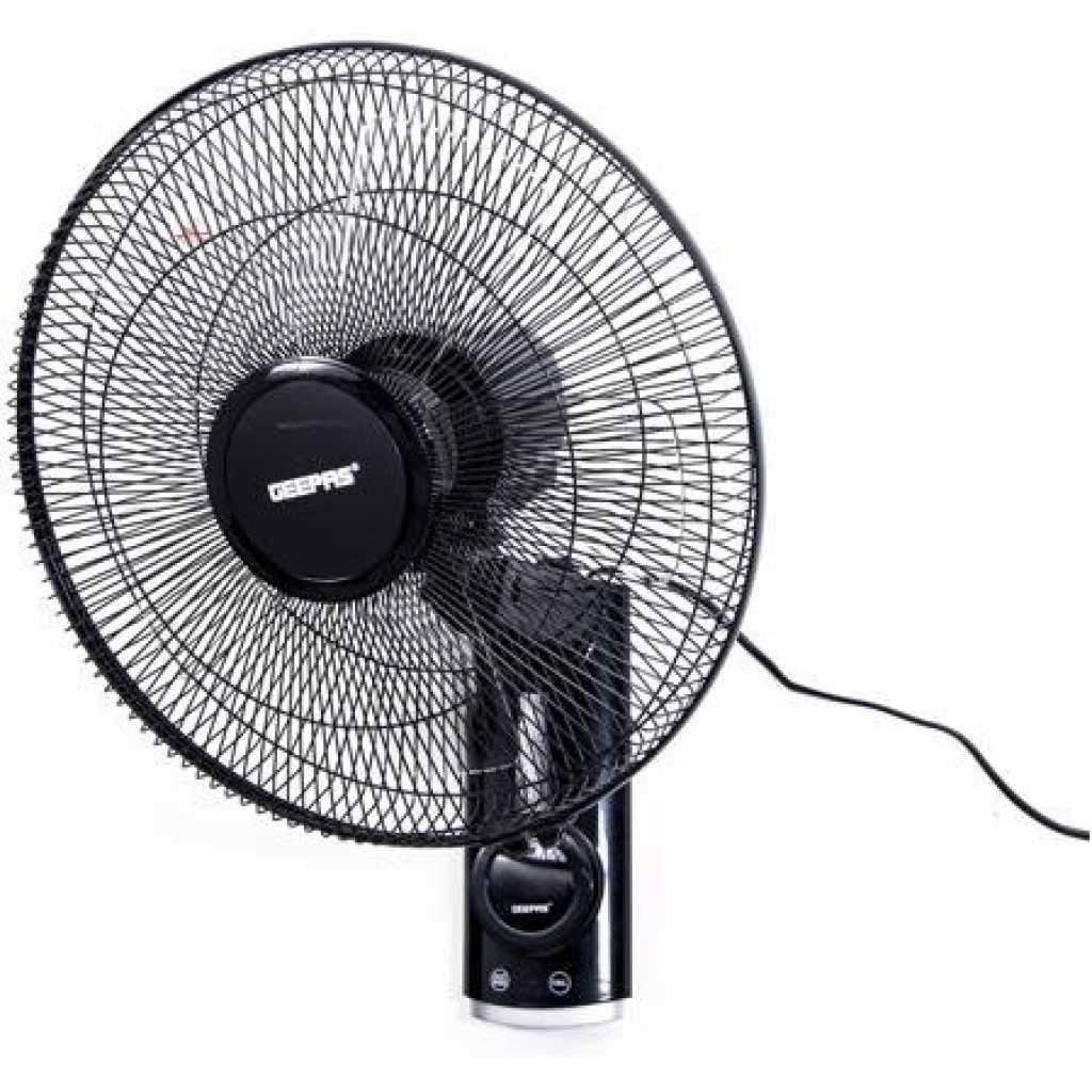 Geepas GF9479 16-inch 3 Speed Wall Fan With Remote - Black