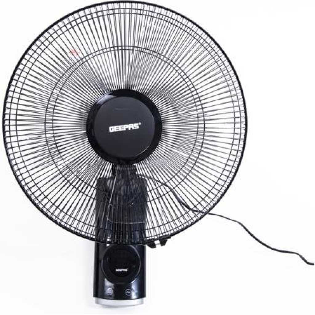 Geepas GF9479 16-inch 3 Speed Wall Fan With Remote - Black