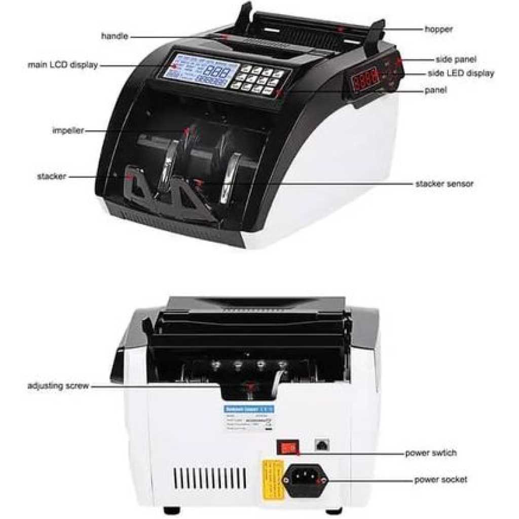 Ce Rohs AL-6100 Note Money Fake Cash Currency Counting Machine with UV MG Mt IR Detection Money Counter- Multicolor