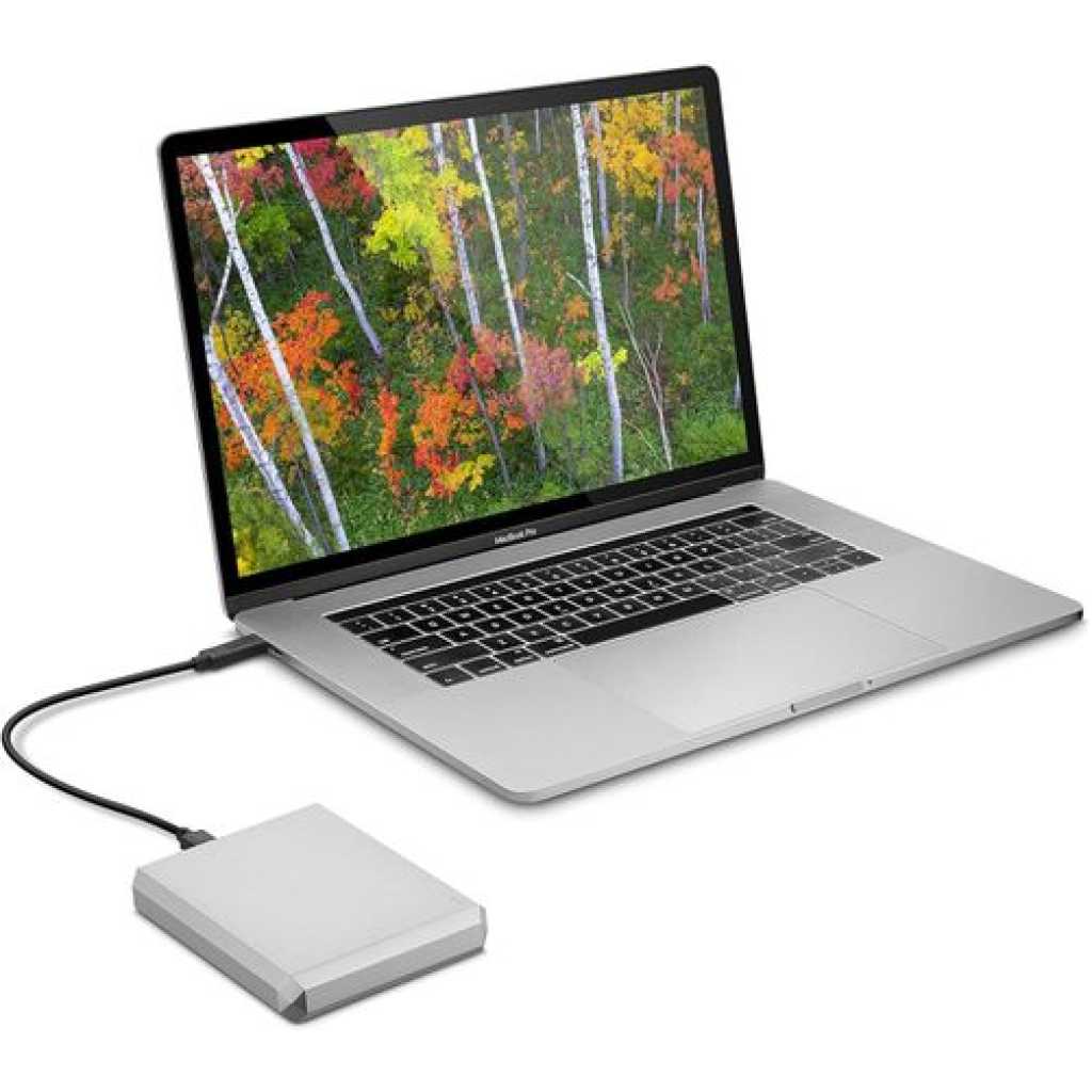 Lacie Mobile Drive, 2TB , External Hard Drive, Moon Silver, USB-C, 2 year Rescue Services (STHG2000400)- Silver