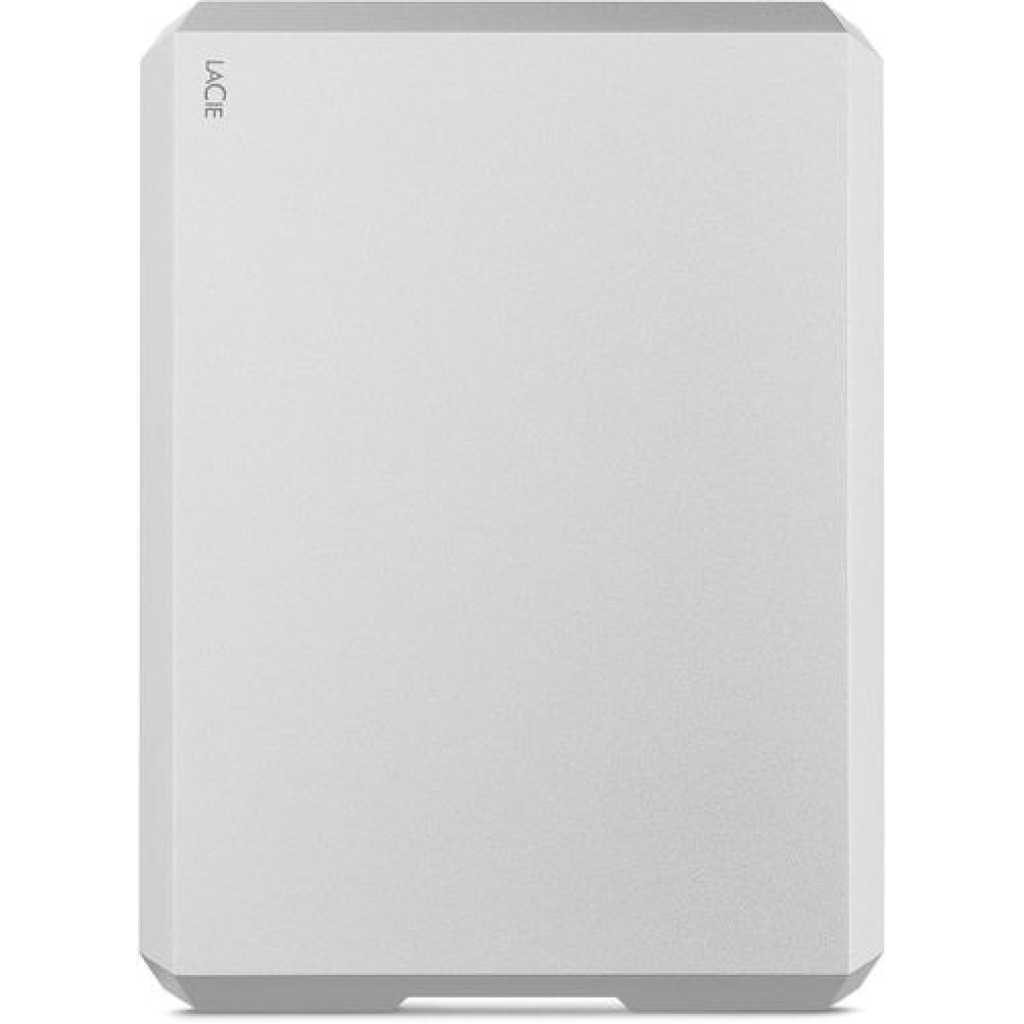 Lacie Mobile Drive, 2TB , External Hard Drive, Moon Silver, USB-C, 2 year Rescue Services (STHG2000400)- Silver