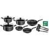 TEFAL Super Cook 12pc Cookware Set B143SC86, Frypans 22/24 cm, Wokpan 28 cm, Stewpots 22/24/28 cm, Spoon, Slotted Spoon, Slotted Spatula