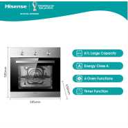 Hisense 60cm Built-In Electric Oven With Fan, 67L Oven, HBO60203 – Stainless Steel.
