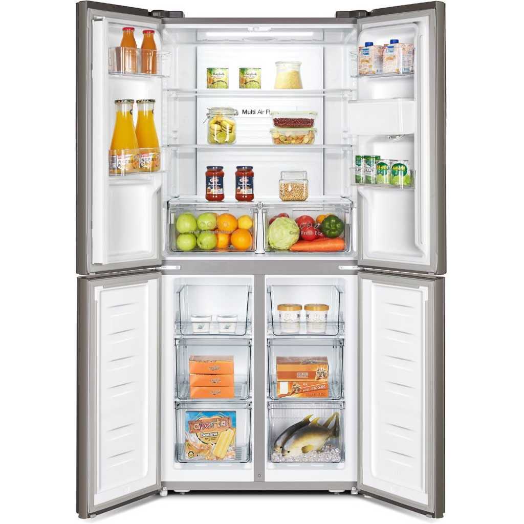 Hisense 515 - Litres Multi- Door Refrigerator With Water Dispenser, Total No Frost Fridge - Silver